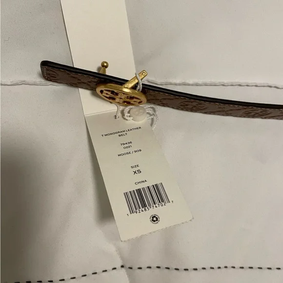 NWT- TORY BURCH- Women's T Monogram Leather Belt - Picture 6 of 6
